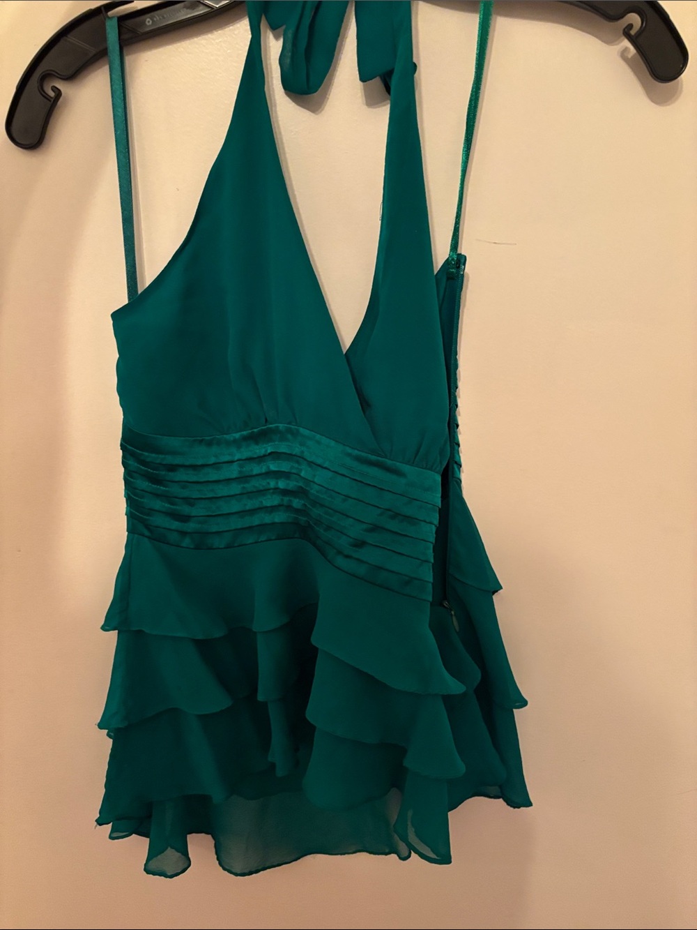 Teal Ruffle Halter Mini top